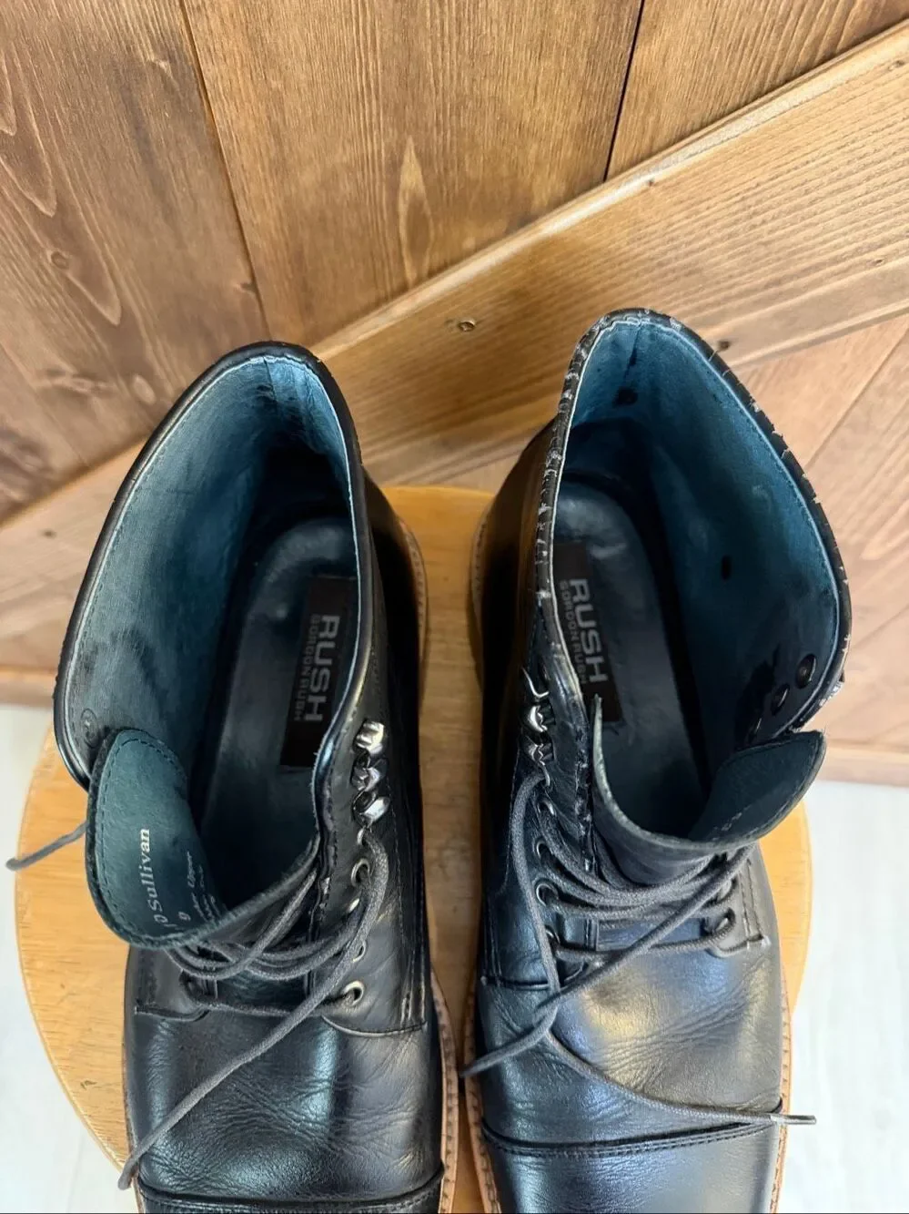 Rush Men’s Size 9 Genuine Leather Black Lace-Up Cap Toe Boots